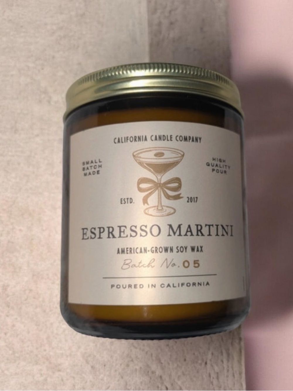 Espresso Martini Soy Wax Candle - Cream & Gold